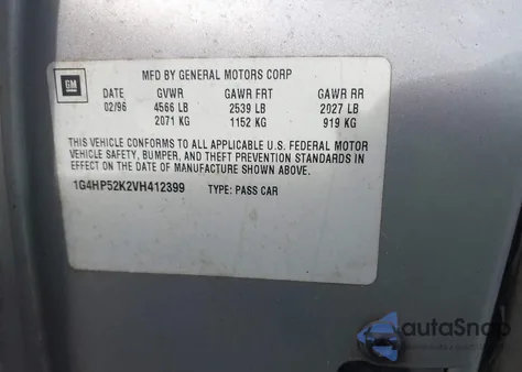 1997 Buick Lesabre Custom из США, поврежденный, VIN 1G4HP52K2VH412399